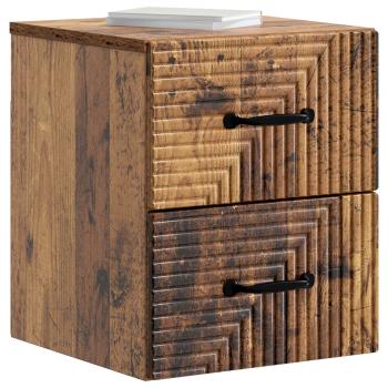 Wandmontierter Nachttisch Altholz 34,5 x 33 x 40 cm