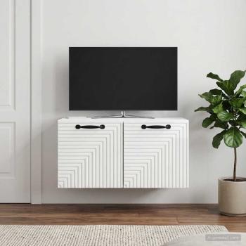 Wandmontierter TV-Schrank Hochglanz Weiß 59,5 x 41 x 30 cm