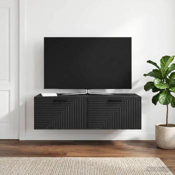 ARDEBO.de - Wandmontierter TV-Schrank Schwarz 98 x 41 x 30 cm Holzwerkstoff