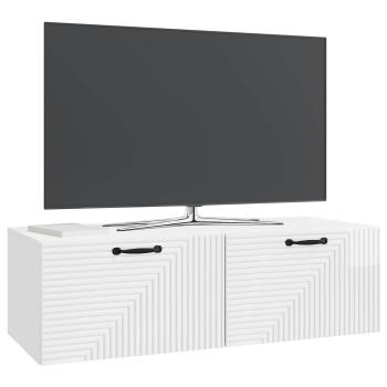 Wandmontierter TV-Schrank Hochglanz Weiß 98 x 41 x 30 cm