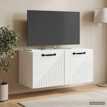 ARDEBO.de - Wandmontierter TV-Schrank Hochglanz Weiß 59,5 x 31 x 30 cm