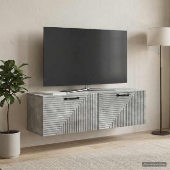 ARDEBO.de - Wandmontierter TV-Schrank Betongrau 98 x 31 x 30 cm