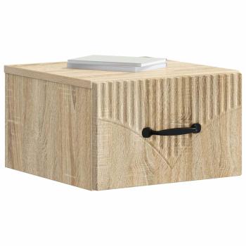 Wandmontierter Nachttisch 2 stk. Sonoma-Eiche 34,5 x 33 x 20 cm