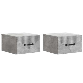 Wandmontierter Nachttisch 2 stk. Betongrau 34,5 x 33 x 20 cm