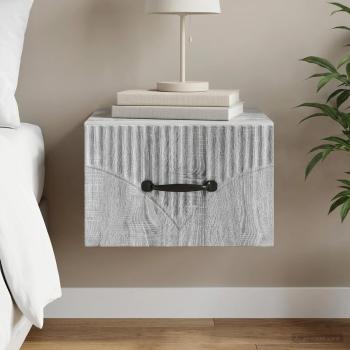 ARDEBO.de - Wandmontierter Nachttisch Graues Sonoma 34,5 x 33 x 20 cm