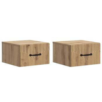 Wandmontierter Nachttisch 2 stk. Artisan-Eiche