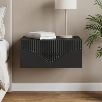 ARDEBO.de - Wandmontierter Nachttisch Schwarz 49 x 34,5 x 20 cm