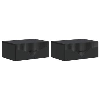 Wandmontierter Nachttisch 2 stk. Schwarz 49 x 34,5 x 20 cm