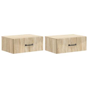 Wandmontierter Nachttisch 2 stk. Sonoma-Eiche 49 x 34,5 x 20 cm