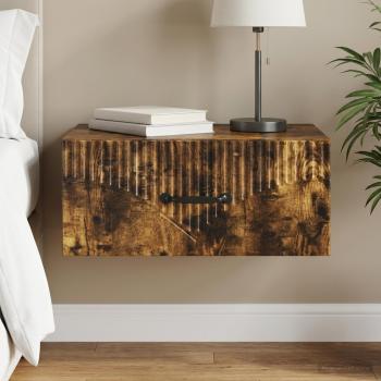 ARDEBO.de - Wandmontierter Nachttisch Geräucherte Eiche 49 x 34,5 x 20 cm
