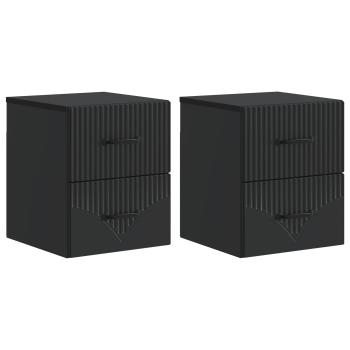 Wandmontierter Nachttisch 2 stk. Schwarz 34,5 x 33 x 40 cm