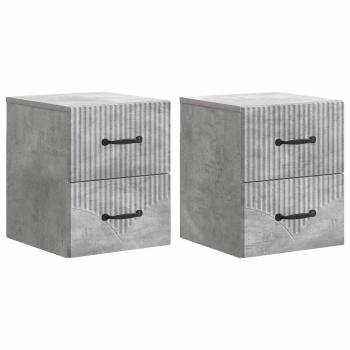 Wandmontierter Nachttisch 2 stk. Betongrau 34,5 x 33 x 40 cm