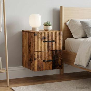 ARDEBO.de - Wandmontierter Nachttisch 2 stk. Altholz 34,5 x 33 x 40 cm