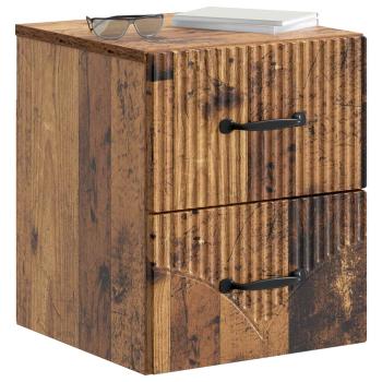 Wandmontierter Nachttisch 2 stk. Altholz 34,5 x 33 x 40 cm