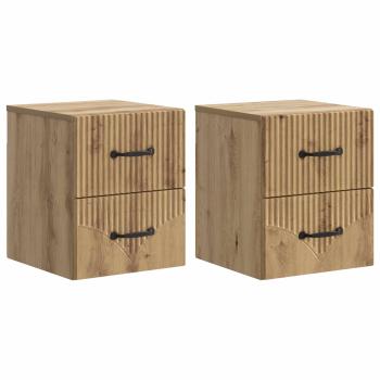 Wandmontierter Nachttisch 2 stk. Artisan-Eiche