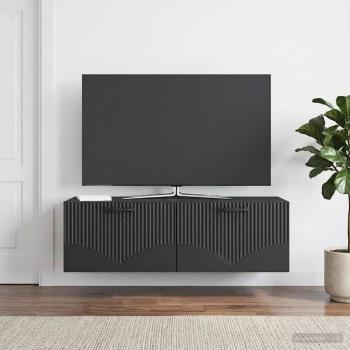 ARDEBO.de - Wandmontierter TV-Schrank Schwarz 98 x 41 x 30 cm Holzwerkstoff