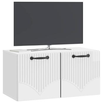Wandmontierter TV-Schrank Hochglanz Weiß 59,5 x 31 x 30 cm