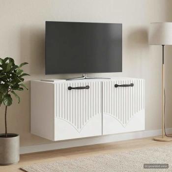 Wandmontierter TV-Schrank Hochglanz Weiß 59,5 x 31 x 30 cm