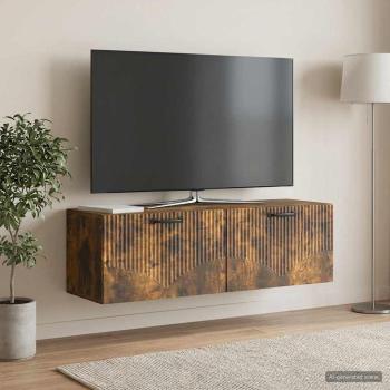 ARDEBO.de - Wandmontierter TV-Schrank Geräucherte Eiche 98 x 31 x 30 cm