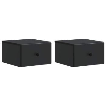 Wandmontierter Nachttisch 2 stk. Schwarz 34,5 x 33 x 20 cm