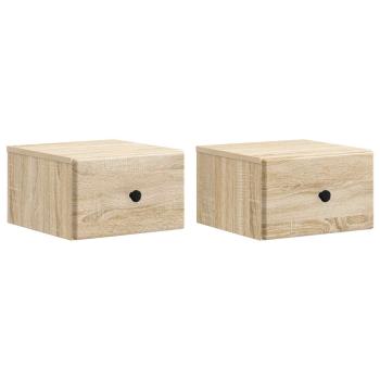 Wandmontierter Nachttisch 2 stk. Sonoma-Eiche 34,5 x 33 x 20 cm