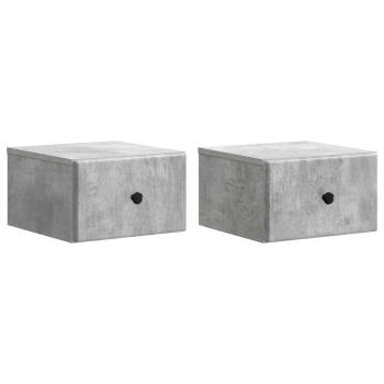 Wandmontierter Nachttisch 2 stk. Betongrau 34,5 x 33 x 20 cm
