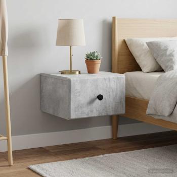 Wandmontierter Nachttisch 2 stk. Betongrau 34,5 x 33 x 20 cm