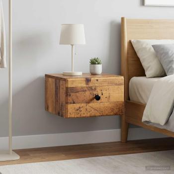 ARDEBO.de - Wandmontierter Nachttisch 2 stk. Altholz 34,5 x 33 x 20 cm