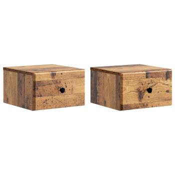 Wandmontierter Nachttisch 2 stk. Altholz 34,5 x 33 x 20 cm