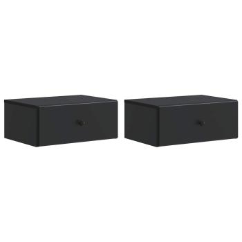 Wandmontierter Nachttisch 2 stk. Schwarz 49 x 34,5 x 20 cm