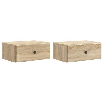 Wandmontierter Nachttisch 2 stk. Sonoma-Eiche 49 x 34,5 x 20 cm