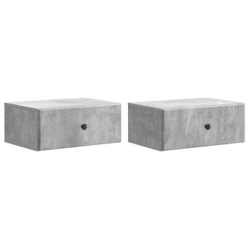 Wandmontierter Nachttisch 2 stk. Betongrau 49 x 34,5 x 20 cm
