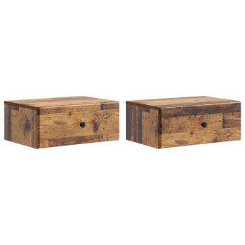 Wandmontierter Nachttisch 2 stk. Altholz 49 x 34,5 x 20 cm