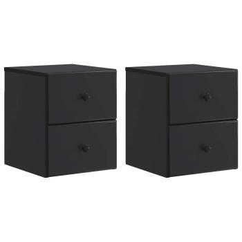 Wandmontierter Nachttisch 2 stk. Schwarz 34,5 x 33 x 40 cm