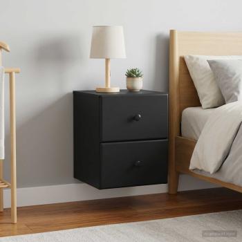 Wandmontierter Nachttisch 2 stk. Schwarz 34,5 x 33 x 40 cm
