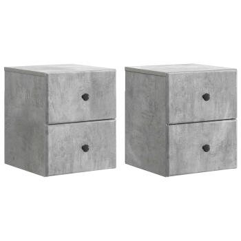 Wandmontierter Nachttisch 2 stk. Betongrau 34,5 x 33 x 40 cm