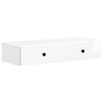 Wandmontierter Beistelltisch Hochglanz Weiß 87,5 x 34,5 x 17 cm