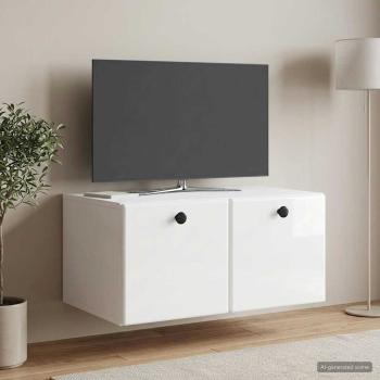 ARDEBO.de - Wandmontierter TV-Schrank 59,5 x 41 x 30 cm Hochglanz Weiß