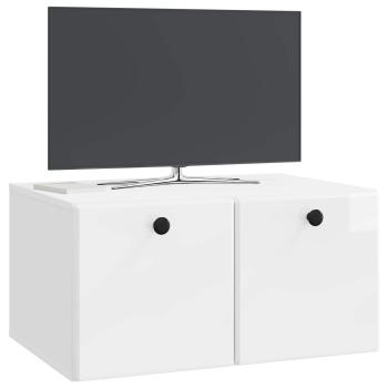 Wandmontierter TV-Schrank 59,5 x 41 x 30 cm Hochglanz Weiß