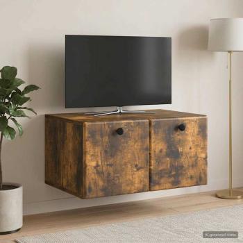 ARDEBO.de - Wandmontierter TV-Schrank 59,5 x 41 x 30 cm Geräucherte Eiche