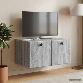 ARDEBO.de - Wandmontierter TV-Schrank 59,5 x 41 x 30 cm Grau Sonoma