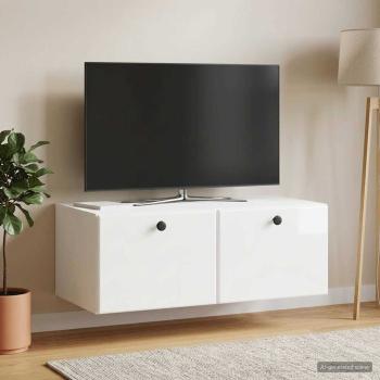 ARDEBO.de - Wandmontierter TV-Schrank 78,5 x 41 x 30 cm Hochglanz Weiß