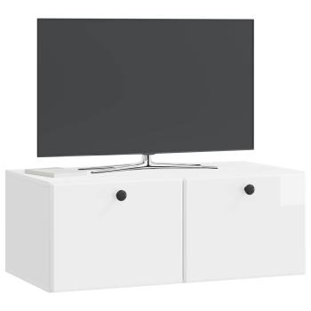 Wandmontierter TV-Schrank 78,5 x 41 x 30 cm Hochglanz Weiß