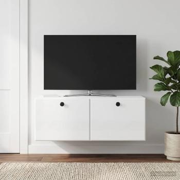 Wandmontierter TV-Schrank 78,5 x 41 x 30 cm Hochglanz Weiß