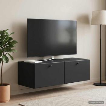 ARDEBO.de - Wandmontierter TV-Schrank 98 x 41 x 30 cm Schwarz Holzwerkstoff