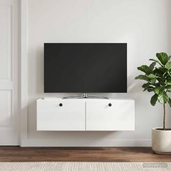 ARDEBO.de - Wandmontierter TV-Schrank 98 x 41 x 30 cm Hochglanz Weiß