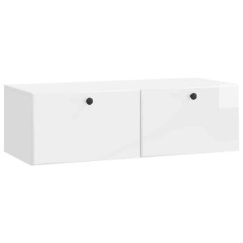 Wandmontierter TV-Schrank 98 x 41 x 30 cm Hochglanz Weiß
