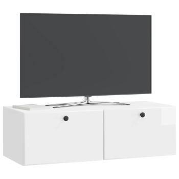 Wandmontierter TV-Schrank 98 x 41 x 30 cm Hochglanz Weiß