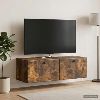 ARDEBO.de - Wandmontierter TV-Schrank 98 x 41 x 30 cm Geräucherte Eiche