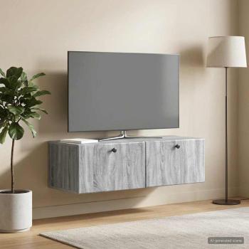 ARDEBO.de - Wandmontierter TV-Schrank 98 x 41 x 30 cm Grau Sonoma